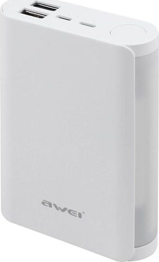 Awei P40K Power Bank 10000mAh with 2 USB-A Ports White view 1