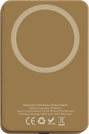 Boss Iconic MagSafe Power Bank 3000mAh with USB-C Port Power Delivery Camel view 2