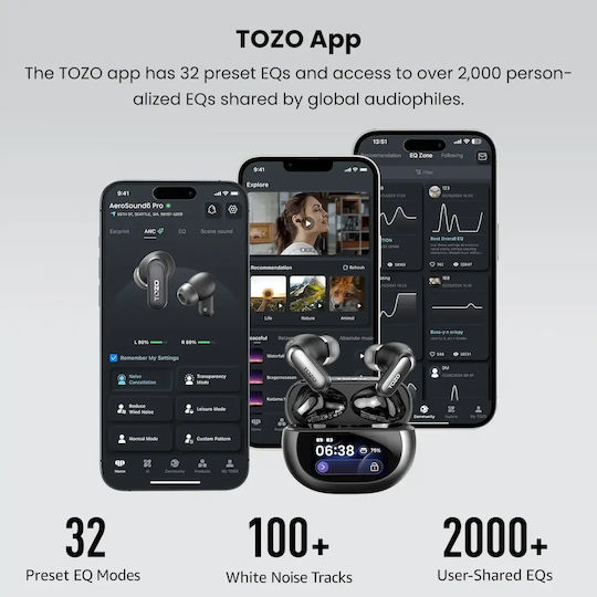 Tozo AeroSound 6 Pro Earbud / In-ear Bluetooth Handsfree Earphones with Sweat Resistance and Charging Case Black view 6