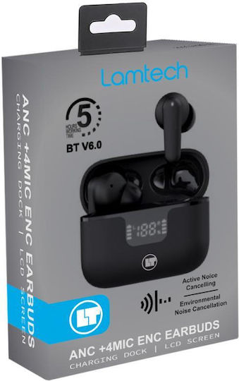 Lamtech LAM980923 In-ear Bluetooth Handsfree Earphones with Charging Case Black view 2
