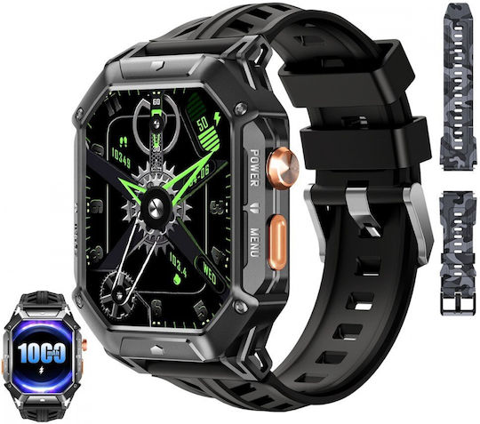 Oukitel BT80 Waterproof Smartwatch with Heart Rate Monitor (Black)