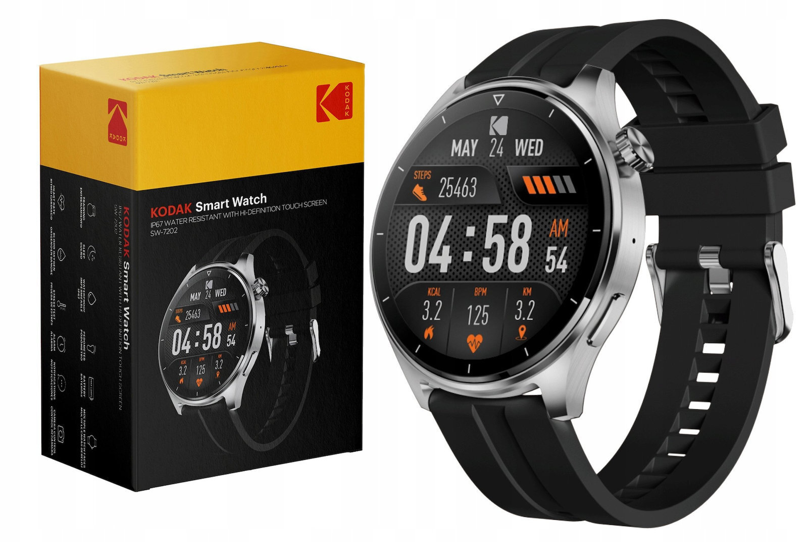 Smartwatch IP67 GPS Heart Rate Saturation 10 Days Standby Kodak SW-7202