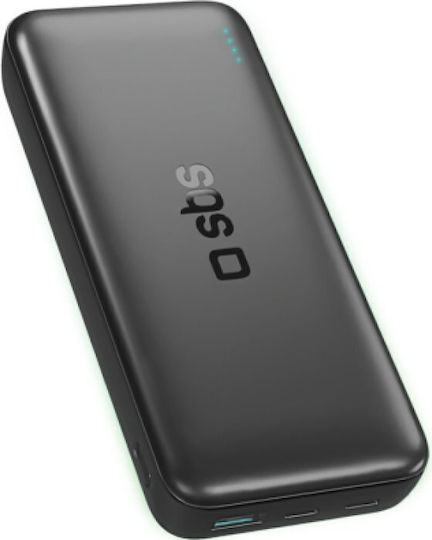 SBS Power Bank 20000mAh 10W with USB-A Port and 2 USB-C Ports Black