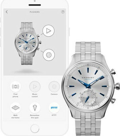 Kronaby Sekel Hybrid Stainless Steel 41mm Waterproof Smartwatch (Silver Bracelet) view 5