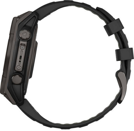 Garmin Fenix 8 Solar Titanium 47mm Waterproof Smartwatch with Heart Rate Monitor (Sapphire, Carbon Grey Dlc Titanium With Black/pebble Grey Silicone Band) vue 7