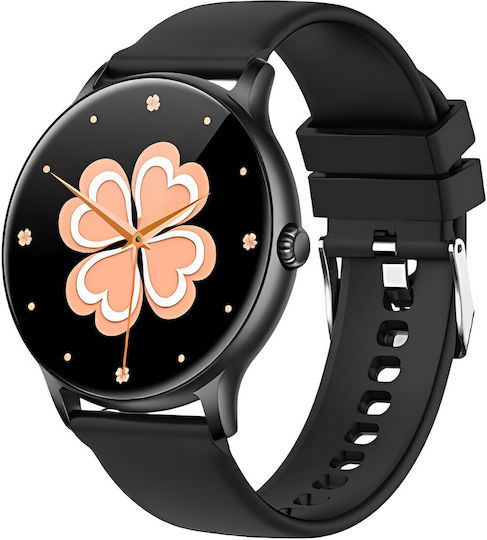 Tokio Fashion Smartwatch Idealstore Round Lcd Screen Ultraslim Bluetooth Calls Android-ios Menstrual Cycle Monitoring Steps Calories Blood Pressure Heart Rate Pedometer Music Control Multisport Gps Longlife Battery Black view 1