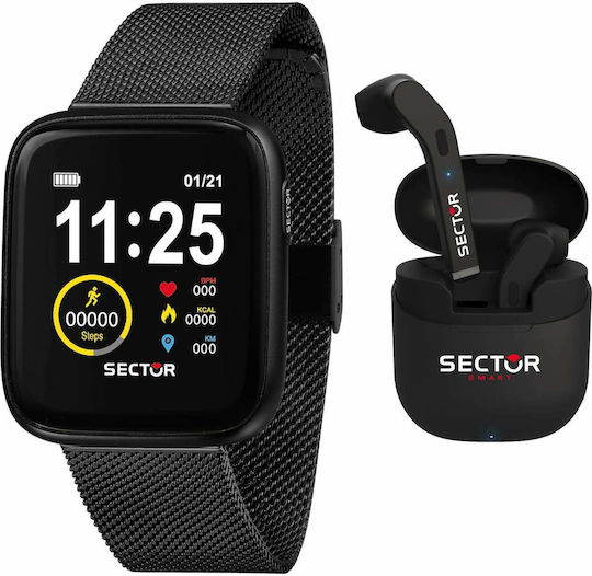 Sector S-04 with Bluetooth Handsfree Stainless Steel 40mm Smartwatch (Black)