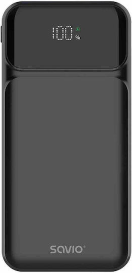 Savio BA-08 Power Bank 10000mAh with USB-A Port and 2 USB-C Ports Black