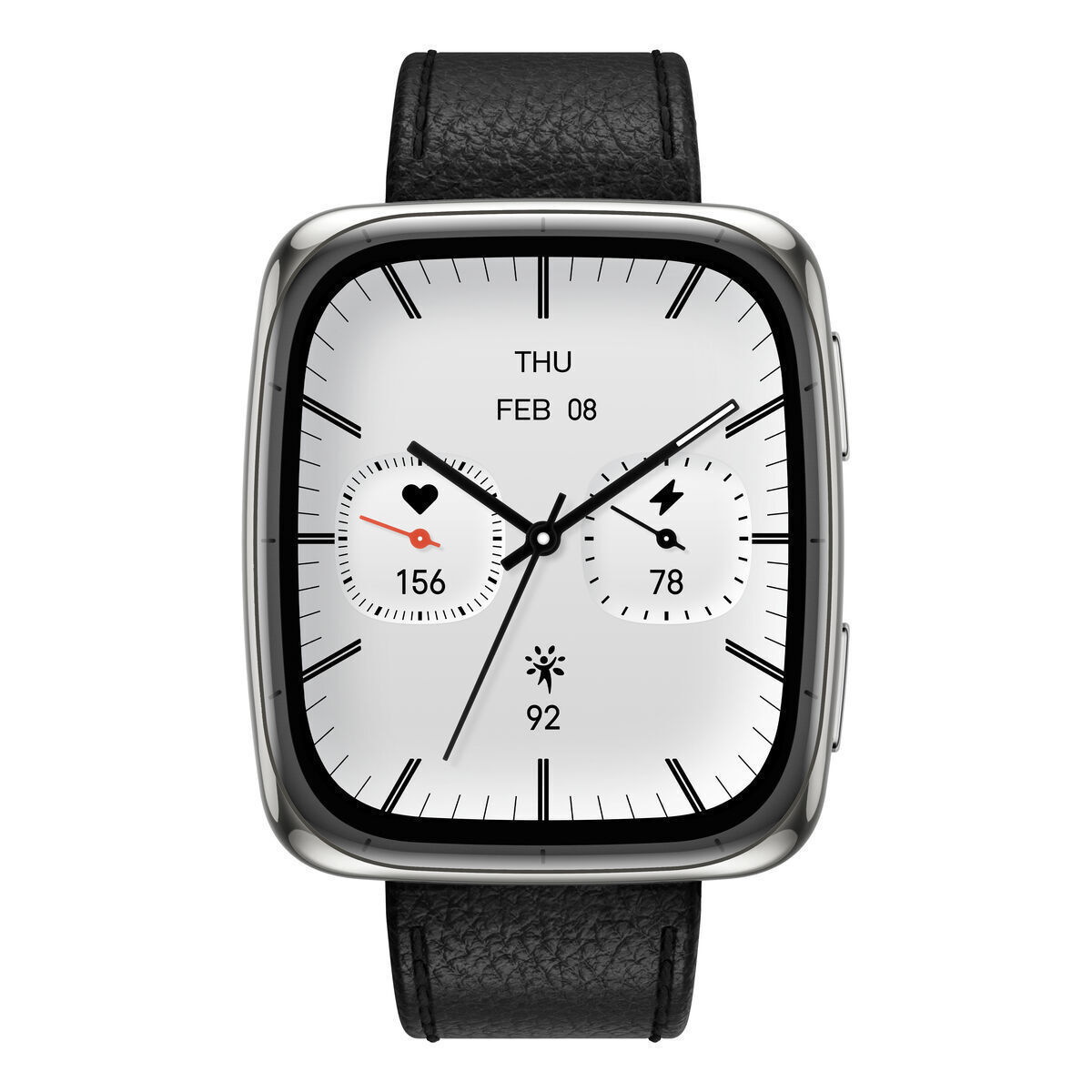 Amazfit Active 2 Square Stainless Steel 43mm Waterproof Smartwatch with Heart Rate Monitor (Black)