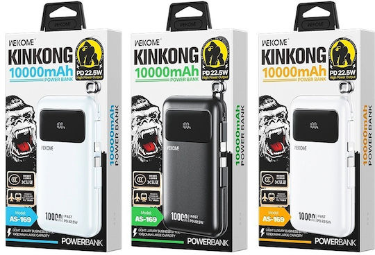 WK AS-169 Power Bank 10000mAh 22.5W with USB-A Port and USB-C Port White vue 2