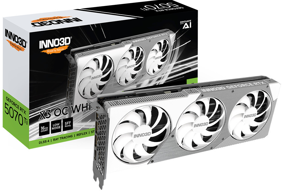 Inno 3D GeForce RTX 5070 Ti 16GB GDDR7 X3 OC WHITE Graphics Card N507T3-16D7X-176068W view 2