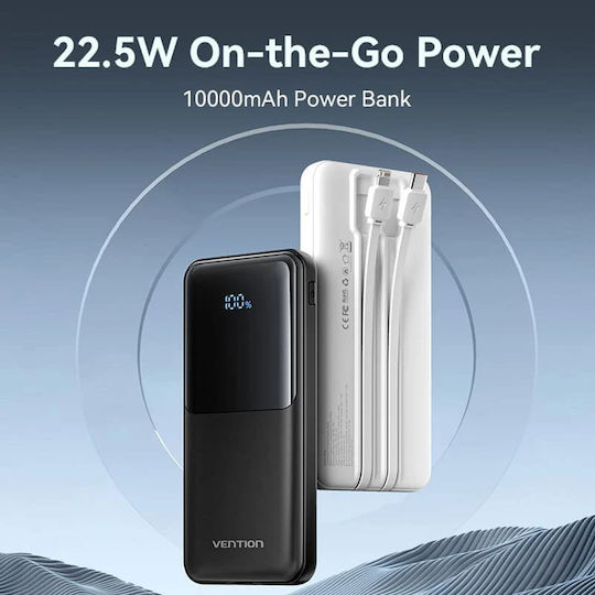 Vention FHO Power Bank 10000mAh 22.5W with 2 USB-A Output Ports and USB-C Output Port White view 2