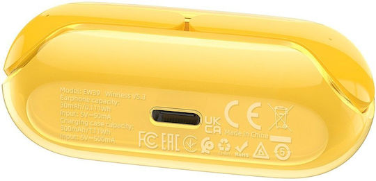 Hoco EW39 In-ear Bluetooth Handsfree Earphones with Charging Case Yellow view 2