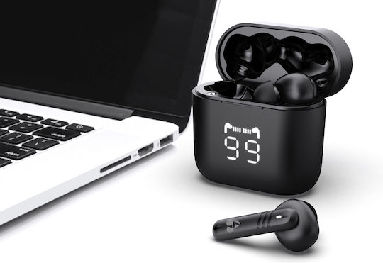 Powertech PT-1227 In-ear Bluetooth Handsfree Earphones with Sweat Resistance and Charging Case Black Ansicht 6