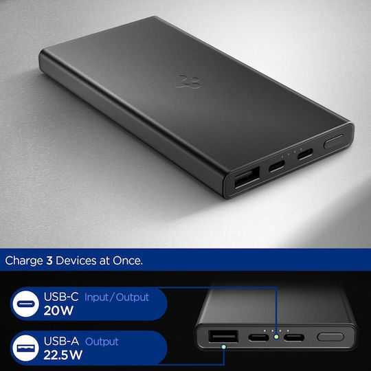 Spigen EA2210 Power Bank 10000mAh 22.5W with USB-A Port and USB-C Port Black view 2