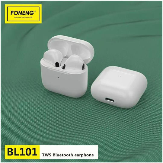 Foneng BL101 Earbud Bluetooth Handsfree Earphones with Charging Case White view 5