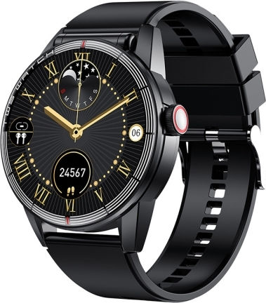 R6 1.32-inch Tws 2-in-1 Bluetooth Headset Smart Watch Heart Rate Blood Oxygen Monitoring Black Silicon