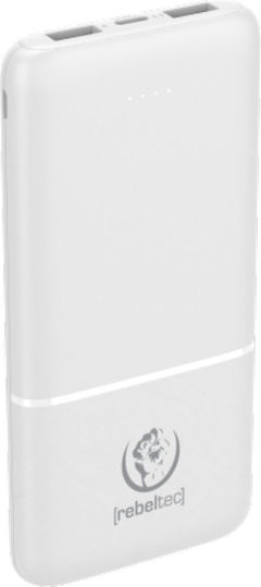 Rebeltec P10 Power Bank 10000mAh 10W with 2 USB-A Ports and USB-C Port White