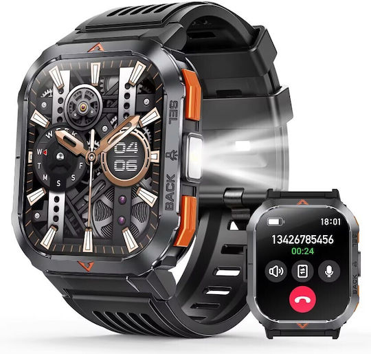 Aoke GS50 Smartwatch with Heart Rate Monitor (Black Case / Black Silicone Strap) view 2
