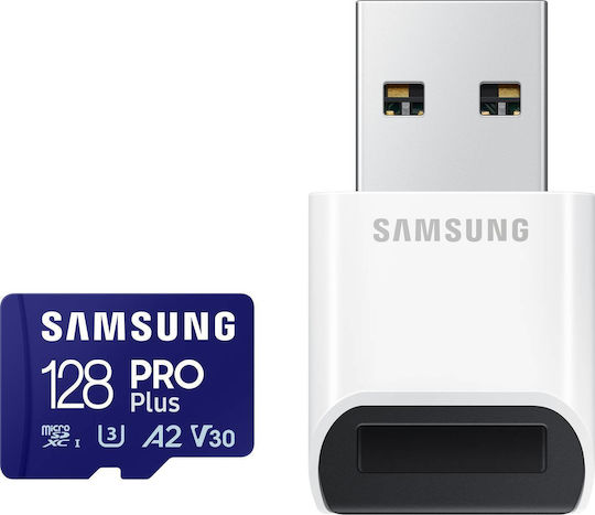 Samsung Pro Plus (2023) microSDXC 128GB U3 V30 A2 UHS-I 180MB/s with USB Reader