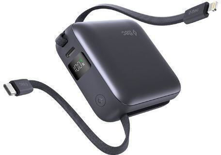 TTEC ReCharger Mini LCD Power Bank 10000mAh 20W with USB-C Power Delivery Output Port Gray vue 2