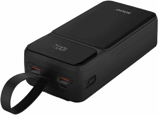 Savio BA-10 Power Bank 30000mAh with 2 USB-A Ports and 2 USB-C Ports Power Delivery / Quick Charge 3.0 Black view 3