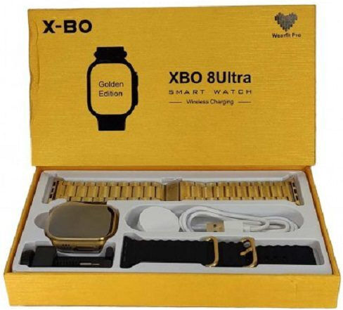 XBO 8 Ultra Smartwatch with Heart Rate Monitor (Gold)