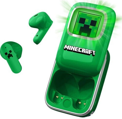OTL Minecrarft Slide In-ear Bluetooth Handsfree Earphones with Charging Case Green view 2