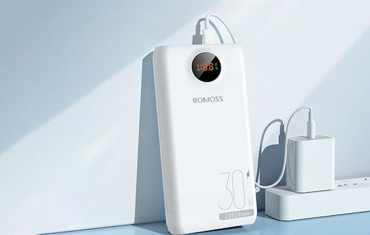 Romoss SW20S Pro Power Bank 20000mAh 30W with 2 USB-A Ports and USB-C Port Quick Charge 4.0 White vue 3