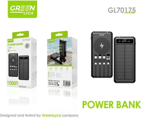 Green Lyca GL70175 Solar Power Bank 10000mAh 10W Black