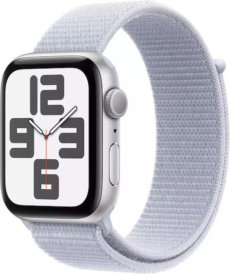 Apple Watch SE 2024 Cellular Aluminium 40mm Waterproof with eSIM and Heart Rate Monitor (Silver with Blue Cloud Sport Loop) view 2