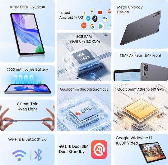 Chuwi AuPad 4G 10.95Inches Tablet (8GB/128GB) Gray vista 3