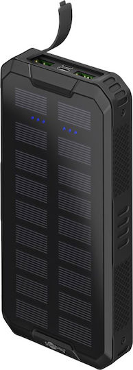 Goobay 53934 Solar Power Bank 20000mAh 18W with 2 USB-A Ports and USB-C Port Power Delivery Black