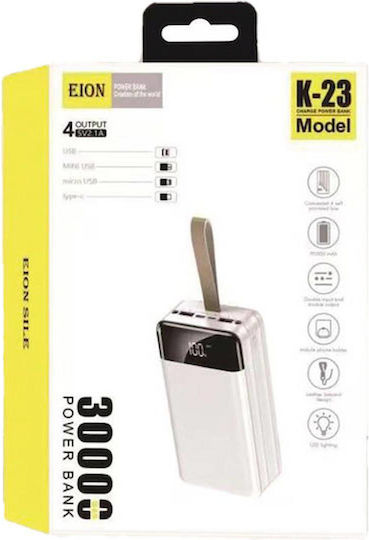 EION K-23 Power Bank 30000mAh with 2 USB-A Ports and USB-C Port White