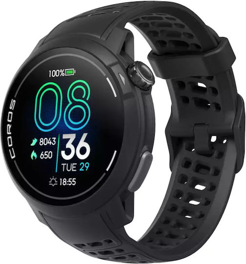 Coros Pace Pro GPS 46mm Smartwatch with Heart Rate Monitor (Black) vue 3