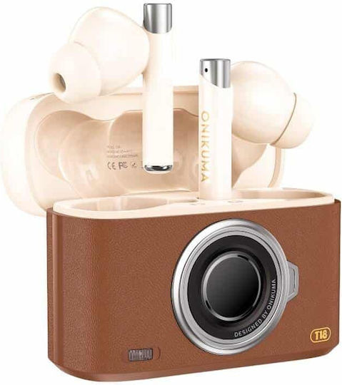 Onikuma T18 In-ear Bluetooth Handsfree Earphones with Sweat Resistance and Charging Case Brown