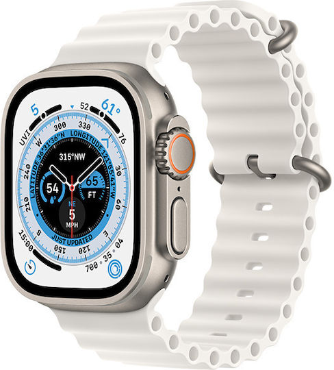 Apple Watch Ultra Titanium 49mm Waterproof with eSIM and Heart Rate Monitor (White Ocean Band) view 3