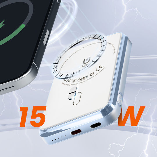 LinQ W8205 MagSafe Power Bank 5000mAh 15W Power Delivery White view 2