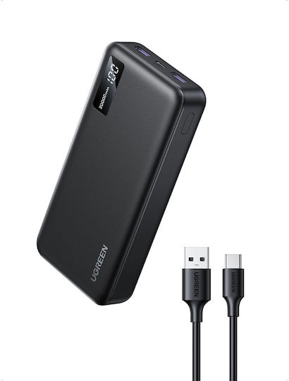 Ugreen PB312 Power Bank 20000mAh 20W with 2 USB-A Ports and USB-C Port Black vue 6
