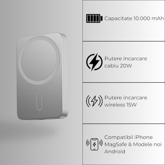 Voltres MagSafe Power Bank 10000mAh 20W Silver view 2
