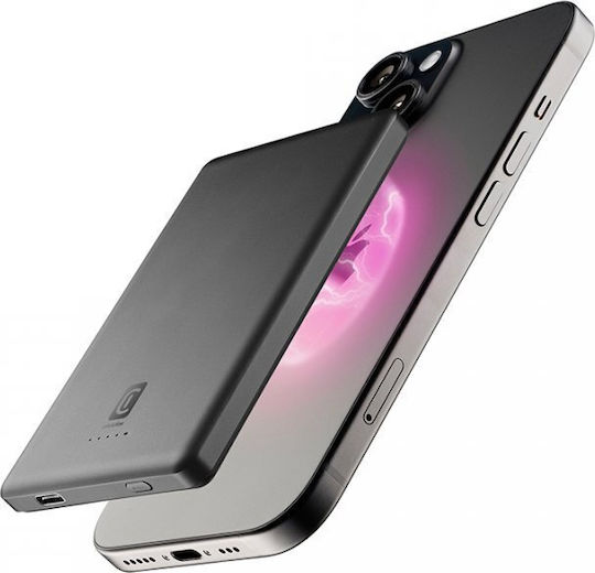 Cellular Line MAG Lite MagSafe Power Bank 5000mAh 7.5W with USB-C Port Power Delivery Gray view 2