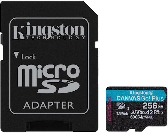 Kingston Canvas Go Plus microSDXC 256GB U3 V30 A2 UHS-I 200MB/s with Adapter