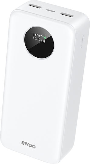 BWOO Power Bank 30000mAh 22.5W with 2 USB-A Ports and USB-C Port Power Delivery / Quick Charge 3.0 White view 6