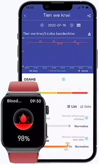 Watchmark Cardio One Smartwatch with Heart Rate Monitor (Red) view 2