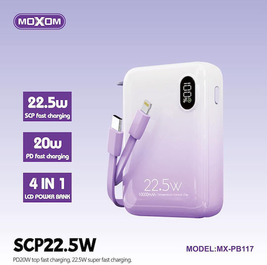 Moxom Mx-pb117 Power Bank 10000mAh 22.5W Purple