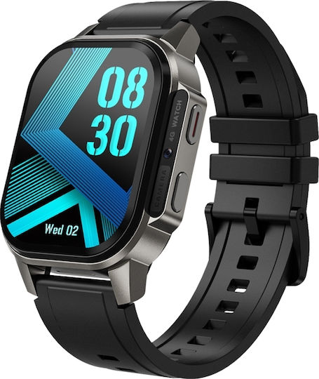 Microwear DM62 4G Smartwatch with SIM and Heart Rate Monitor (Black Case / Black Silicone Strap) view 4