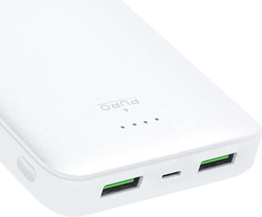 Puro Fast Charger Power Bank 20000mAh with 2 USB-A Ports and USB-C Port White view 5