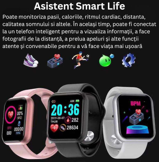 Smartwatch Fitness Bracelet D&k Call Sms Social Media Notifications Physical Activity Monitoring Sleep Heart Rate Pedometer Music Player Black view 7