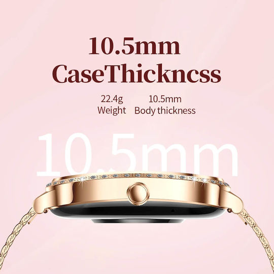 Microwear MK88 Smartwatch with Heart Rate Monitor (Gold Steel) view 3