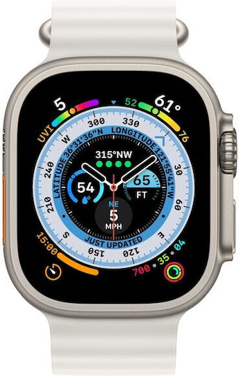 Apple Watch Ultra Titanium 49mm Waterproof with eSIM and Heart Rate Monitor (White Ocean Band) view 2